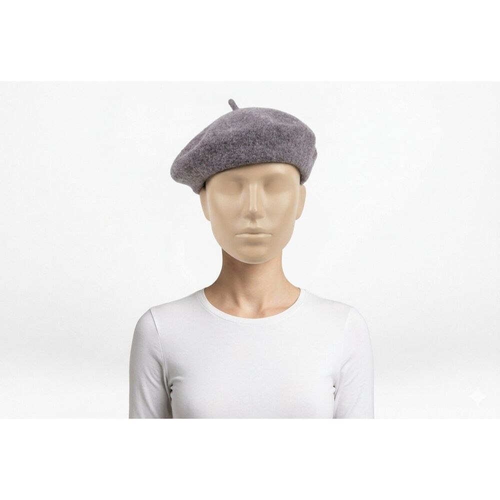 Gray Fashion Fleece Acrylic Beret Hat